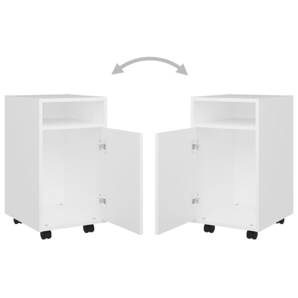 vidaXL Príručná skrinka+kolieska, biela 33x38x60 cm, kompozitné drevo – Obrázok 7