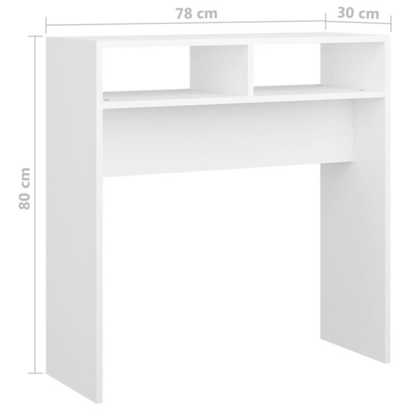 vidaXL Konzolový stolík biely 78x30x80 cm drevotrieska – Obrázok 7