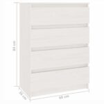 vidaXL Bočná skrinka biela 60x36x84 cm borovicový masív – Obrázok 8