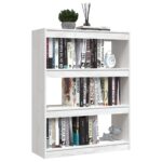 vidaXL Knižnica/deliaca stena biela 100x30x103 cm masívna borovica – Obrázok 4