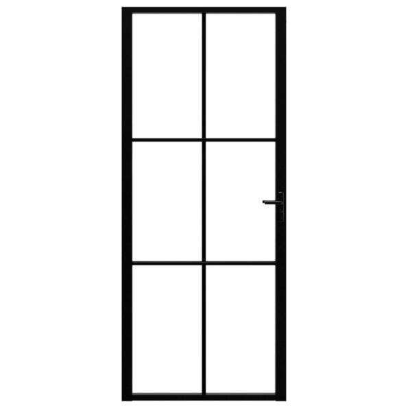 vidaXL Interiérové dvere, ESG sklo a hliník 83x201,5 cm, čierne – Obrázok 3