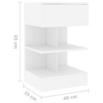 vidaXL Nočné stolíky 2 ks biele 40x35x65 cm drevotrieska – Obrázok 7