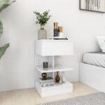 vidaXL Nočné stolíky 2 ks lesklé biele 40x35x65 cm – Obrázok 2