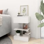 vidaXL Nočné stolíky 2 ks lesklé biele 40x35x65 cm – Obrázok 3