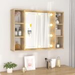 vidaXL Zrkadlová skrinka s LED dub sonoma 76x15x55 cm – Obrázok 4