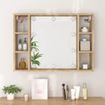 vidaXL Zrkadlová skrinka s LED dub sonoma 76x15x55 cm – Obrázok 5