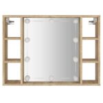 vidaXL Zrkadlová skrinka s LED dub sonoma 76x15x55 cm – Obrázok 7