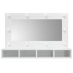 vidaXL Zrkadlová skrinka s LED lesklá biela 90x31,5x62 cm – Obrázok 4