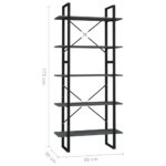 vidaXL Knižnica s 5 policami, sivá 80x30x175 cm, kompozitné drevo – Obrázok 4