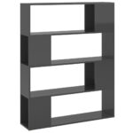 vidaXL Knižnica/deliaca stena lesklá sivá 100x24x124 cm – Obrázok 2