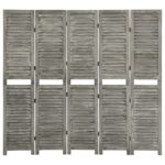 vidaXL 5-panelový paraván sivý 179x166 cm masívne drevo