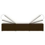 vidaXL Záhradné ležadlo s podložkou a stolíkom polyratan hnedé – Obrázok 7