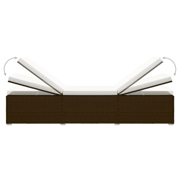 vidaXL Záhradné ležadlo s podložkou a stolíkom polyratan hnedé – Obrázok 7