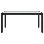 vidaXL Záhradný stôl 150x90x75 cm tvrdené sklo a polyratan čierny – Obrázok 3