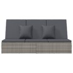 vidaXL Rozkladacie záhradné ležadlo a podložkypolyratanové tmavosivé – Obrázok 6