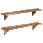 vidaXL Nástenné police 2 ks 110x20x18 cm akáciový masív – Obrázok 9