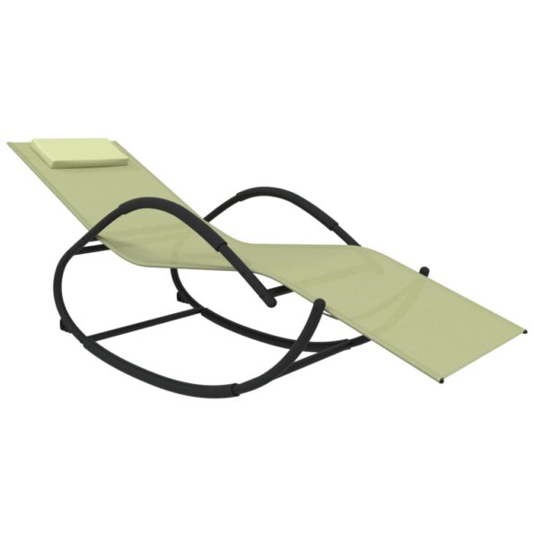 vidaXL Hojdacie záhradné ležadlá 2 ks krémové oceľ a textilén – Obrázok 3