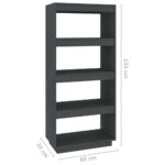 vidaXL Knižnica/deliaca stena sivá 60x35x135 cm masívna borovica – Obrázok 8