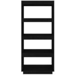 vidaXL Knižnica/deliaca stena čierna 60x35x135 cm masívna borovica – Obrázok 6