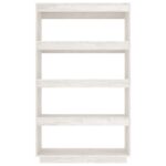 vidaXL Knižnica/deliaca stena biela 80x35x135 cm masívna borovica – Obrázok 6