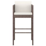 vidaXL 3-dielna záhradná barová súprava s vankúšmi polyratanová hnedá – Obrázok 4