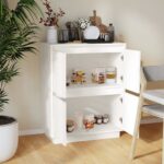 vidaXL Komoda, biela 60x34x75 cm, borovicový masív – Obrázok 3