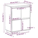 vidaXL Komoda, biela 60x34x75 cm, borovicový masív – Obrázok 9