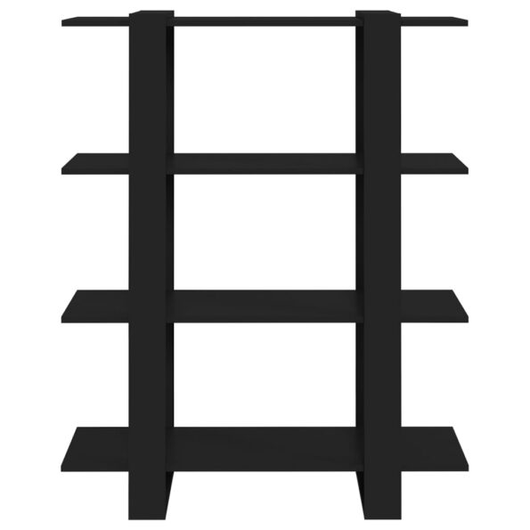 vidaXL Knižnica/deliaca stena čierna 100x30x123,5 cm – Obrázok 5