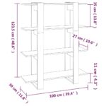 vidaXL Knižnica/deliaca stena čierna 100x30x123,5 cm – Obrázok 7