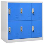 vidaXL Uzamykacie skrinky 2 ks bledosivé a modré 90x45x92,5 cm oceľové – Obrázok 3