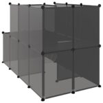 vidaXL Klietka pre malé zvieratá čierna 142x74x93 cm PP a oceľ – Obrázok 5