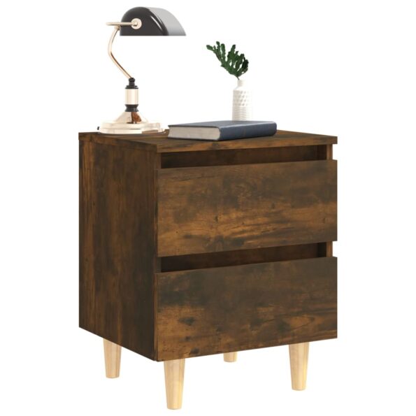 vidaXL Nočné stolíky s drevenými nohami 2 ks tmavý dub 40x35x50 cm – Obrázok 3