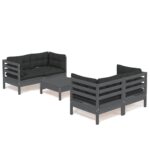 vidaXL 5-dielna záhradná súprava s antracitovými vankúšmi borovica – Obrázok 2