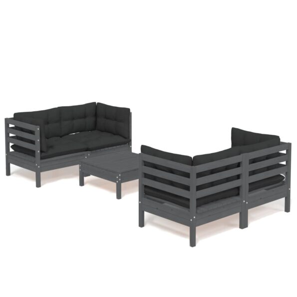 vidaXL 5-dielna záhradná súprava s antracitovými vankúšmi borovica – Obrázok 2