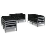 vidaXL 6-dielna záhradná súprava s vankúšmi borovicový masív – Obrázok 2