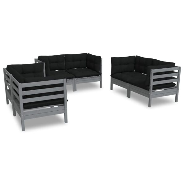 vidaXL 6-dielna záhradná súprava s vankúšmi borovicový masív – Obrázok 2