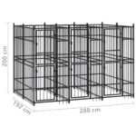 vidaXL Vonkajší koterec pre psov oceľový 5,53 m² – Obrázok 7