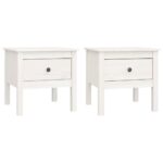 vidaXL Bočné stolíky 2 ks biele 50x50x49 cm borovicový masív – Obrázok 2