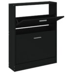 vidaXL Botník čierny 59x17x81 cm spracované drevo – Obrázok 2