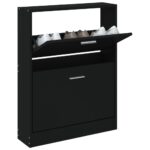 vidaXL Botník čierny 59x17x81 cm spracované drevo – Obrázok 3