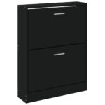 vidaXL Botník čierny 59x17x81 cm spracované drevo – Obrázok 4