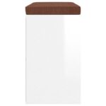 vidaXL Lavica na topánky lesklá biela 103x30x48 cm spracované drevo – Obrázok 5