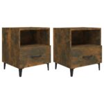 vidaXL Nočné stolíky 2 ks dymový dub spracované drevo – Obrázok 2