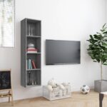 vidaXL Knižnica/TV skrinka sivá sonoma 143x30x36 cm spracované drevo – Obrázok 3