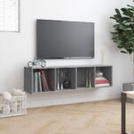 vidaXL Knižnica/TV skrinka sivá sonoma 143x30x36 cm spracované drevo – Obrázok 4