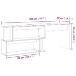 vidaXL Rohový stôl sivý dub sonoma 200x50x76 cm spracované drevo – Obrázok 9
