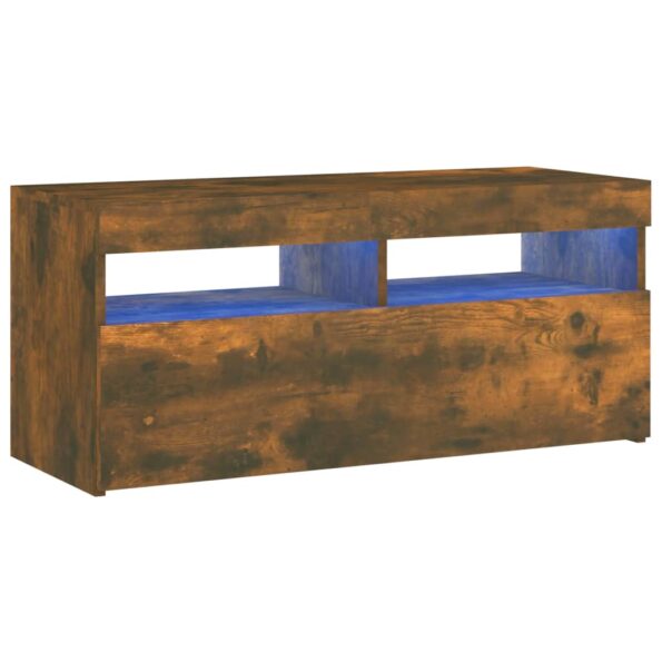 vidaXL TV skrinka s LED svetlami dymový dub 90x35x40 cm – Obrázok 2