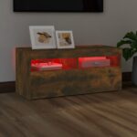 vidaXL TV skrinka s LED svetlami dymový dub 90x35x40 cm – Obrázok 5