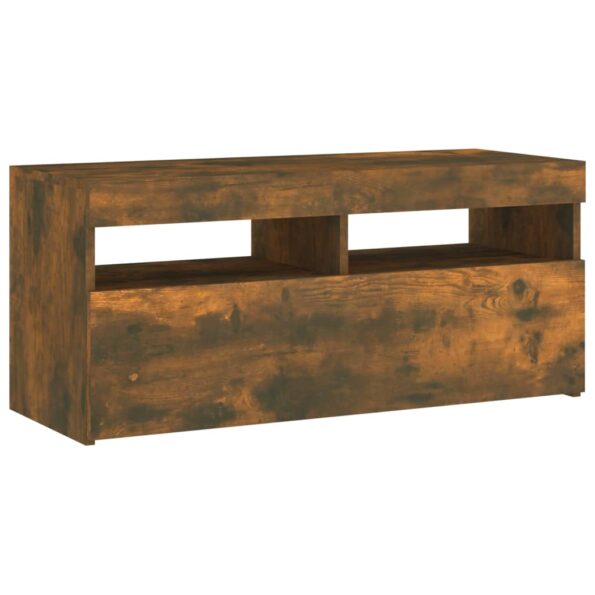 vidaXL TV skrinka s LED svetlami dymový dub 90x35x40 cm – Obrázok 7