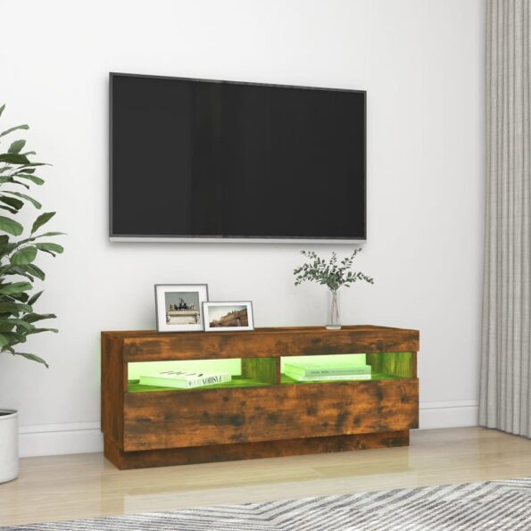 vidaXL TV skrinka s LED, tmavý dub 100x35x40 cm – Obrázok 4
